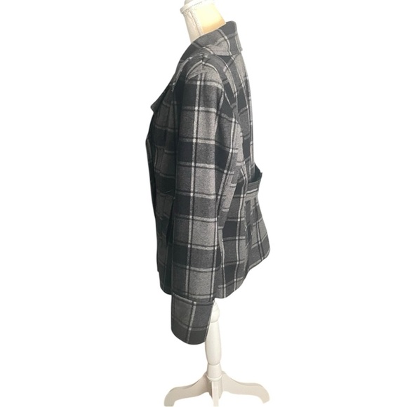Old Navy Black and Gray Peacoat Plaid Jacket Sz L - Picture 6 of 6
